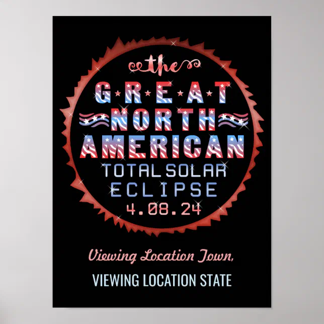 Great North American Solar Eclipse April 8th 2024 Poster | Zazzle
