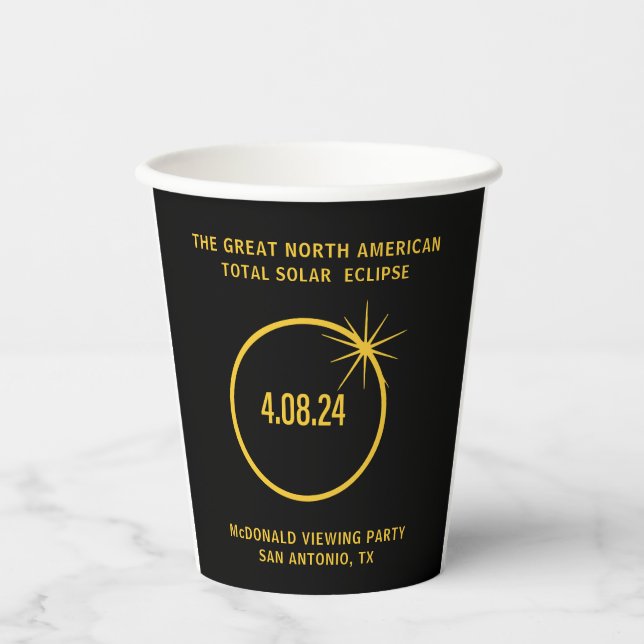 Great North American Total Solar Eclipse 04.08.24 Paper Cups (Front)