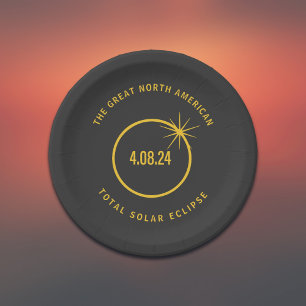 Great North American Total Solar Eclipse 04.08.24 Paper Plates
