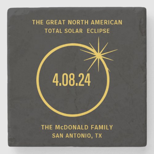 Great North American Total Solar Eclipse 040824 Stone Coaster