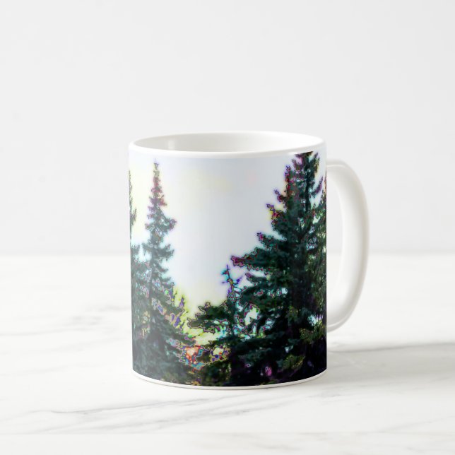 Great North Woods Boreal Forest Canada Pine Trees Coffee Mug (Front Right)