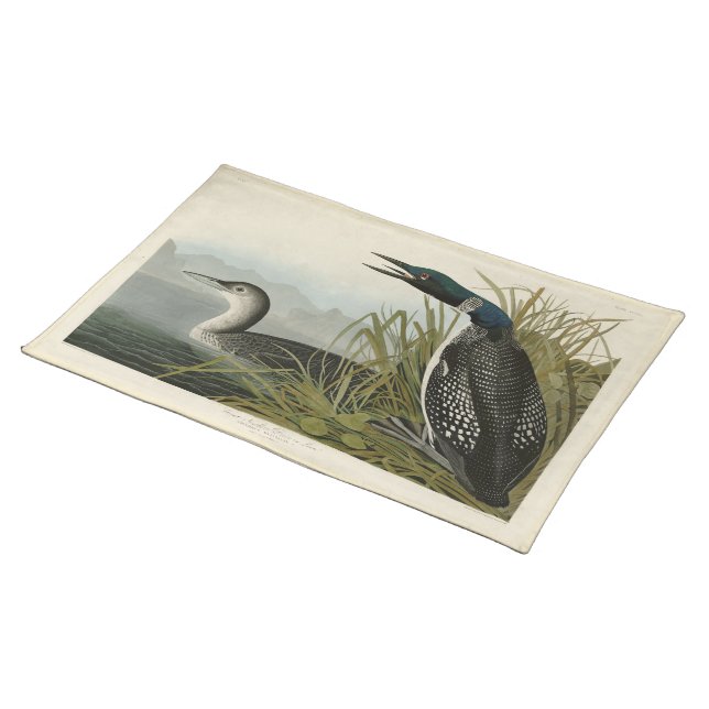 Great Northern Diver Loon Audubon Birds of America Cloth Placemat (On Table)