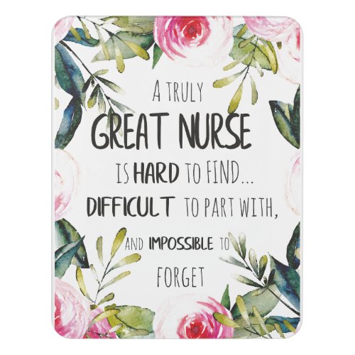 Great Nurse Appreciation Thank you Leaving Gift Door Sign