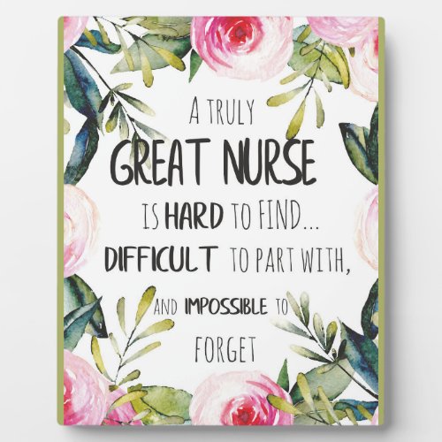 Great Nurse Appreciation Thank you Leaving Gift Plaque