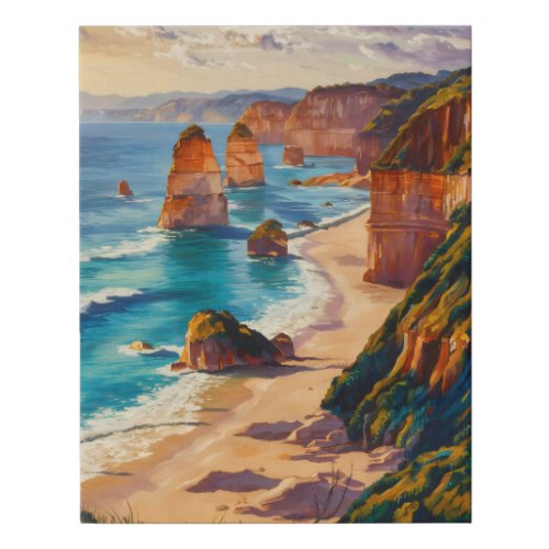 Great Ocean Road Australia Beautiful Painting Gift Faux Canvas Print