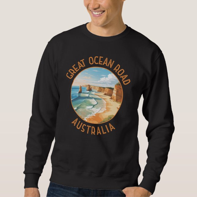Great Ocean Road Australia Distressed Circle Retro Sweatshirt (Front)