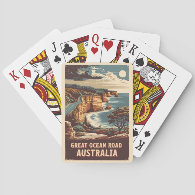 Great Ocean Road Australia Illustration Travel Art Poker Cards (Back)