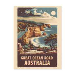 Great Ocean Road Australia Illustration Travel Art Postcard