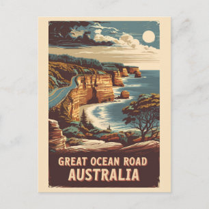 Great Ocean Road Australia Illustration Travel Art Postcard