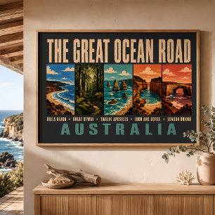 Great Ocean Road Australia Landmarks Illustration Poster