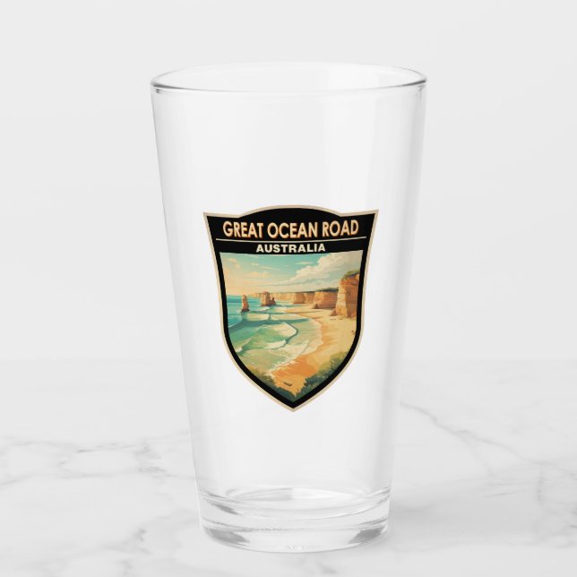 Great Ocean Road Australia Travel Art Vintage Glass (Front)