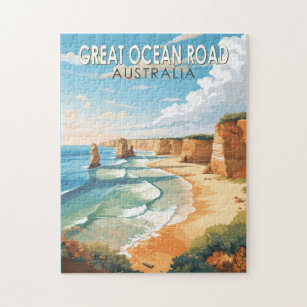 Great Ocean Road Australia Travel Art Vintage Jigsaw Puzzle