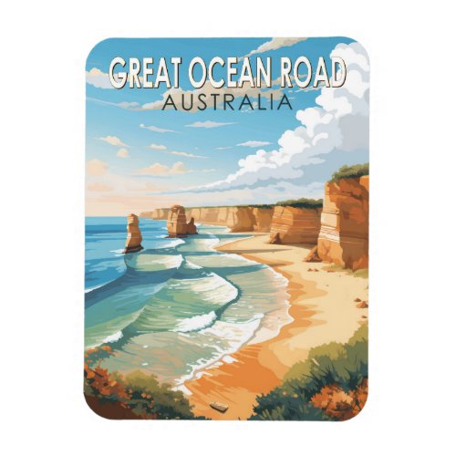 Great Ocean Road Australia Travel Art Vintage Magnet