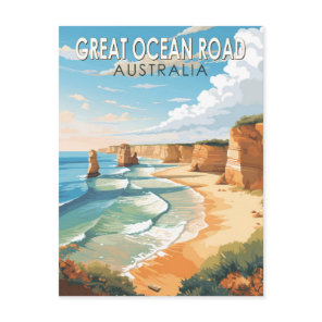 Great Ocean Road Australia Travel Art Vintage Postcard
