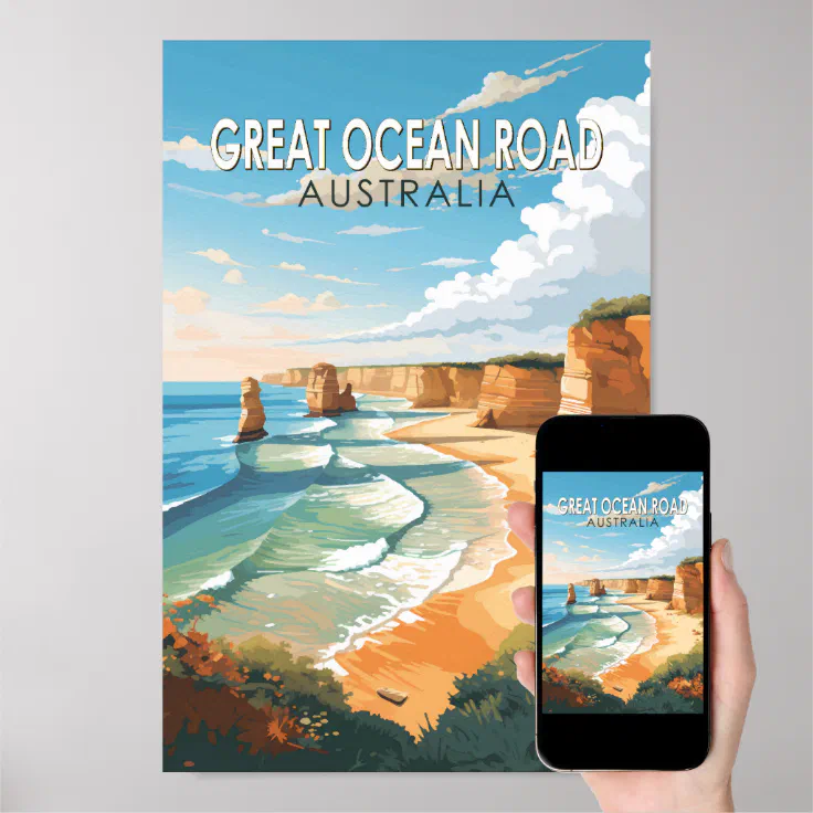 Great Ocean Road Australia Travel Art Vintage Poster (Downloadable)
