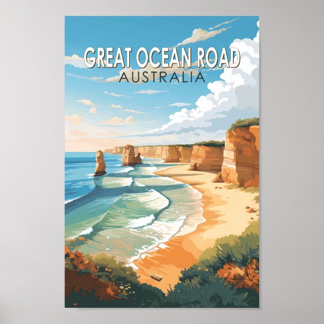 Great Ocean Road Australia Travel Art Vintage Poster (Front)