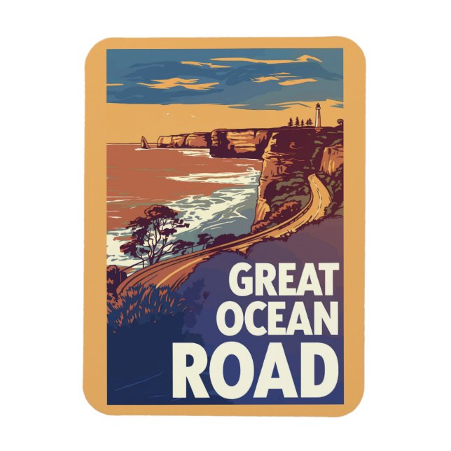 Great Ocean Road Travel Art Vintage Magnet (Vertical)