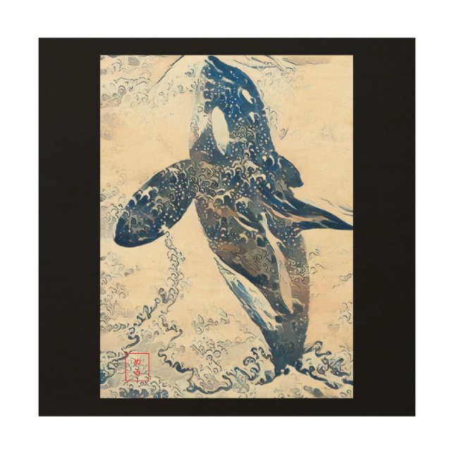 Great Orca Wave Wood Wall Art (Front)