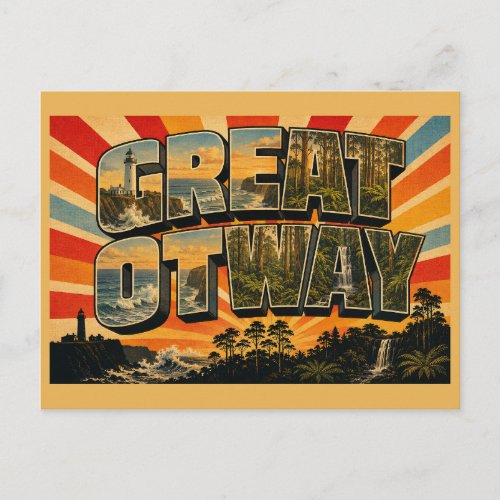 Great Otway National Park VIC Vintage Travel Art Postcard