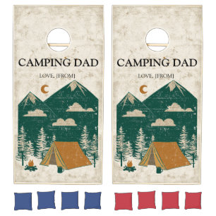 Great Outdoors Adventure Campfire Retro Green Art Cornhole Set