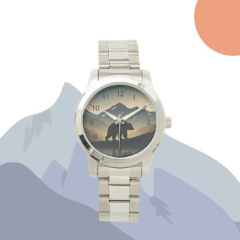 Great Outdoors Mountain Black Bear Mens Watch by AlissanosArt at Zazzle