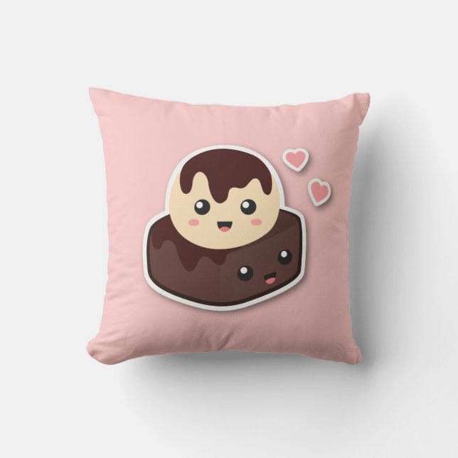 Great pair of Vanilla Ice Cream and Brownie Throw Pillow (Front)