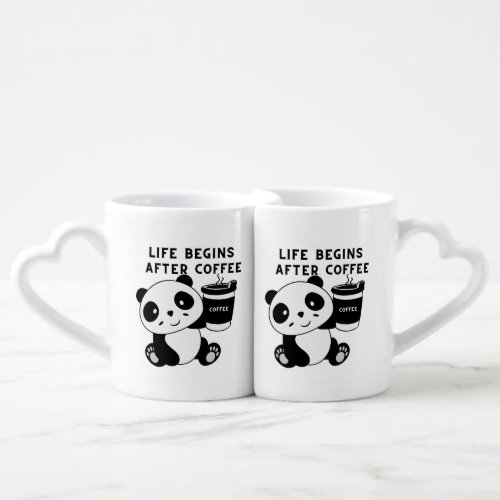 Great Panda Life Begins after coffee  Coffee Mug Set