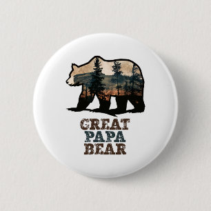 Great Papa Bear Vintage Retro Funny Grandpa Button