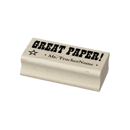 GREAT PAPER  Teacher Name Rubber Stamp