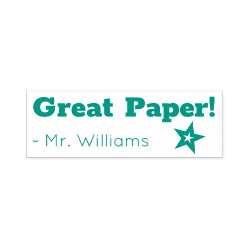 Great Paper  Teachers Name Rubber Stamp