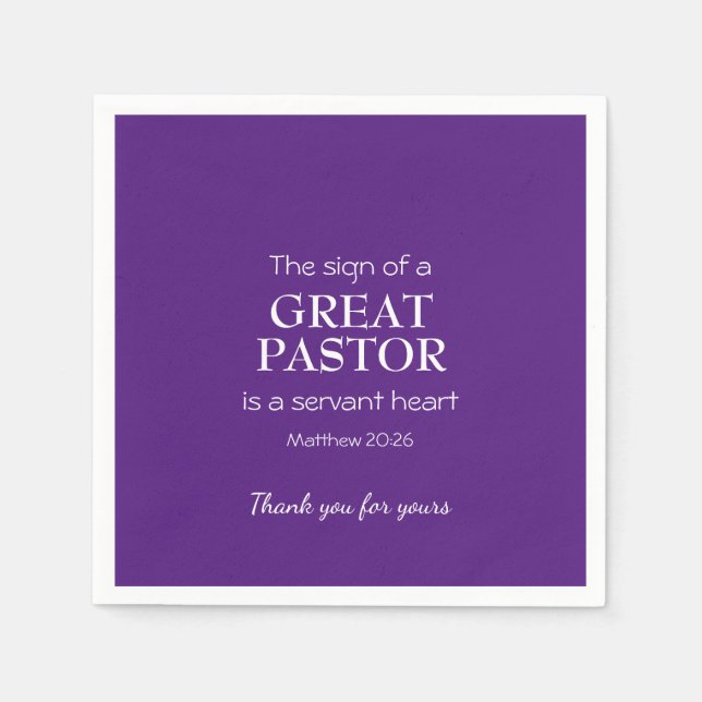GREAT PASTOR | SERVANT HEART Modern | THANK YOU Napkins (Front)