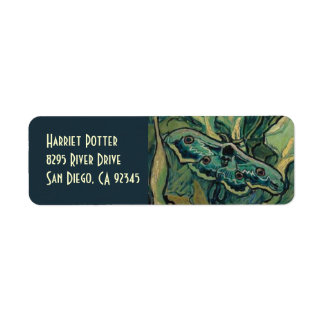 Great Peacock Emperor Moth Van Gogh Fine Art Label