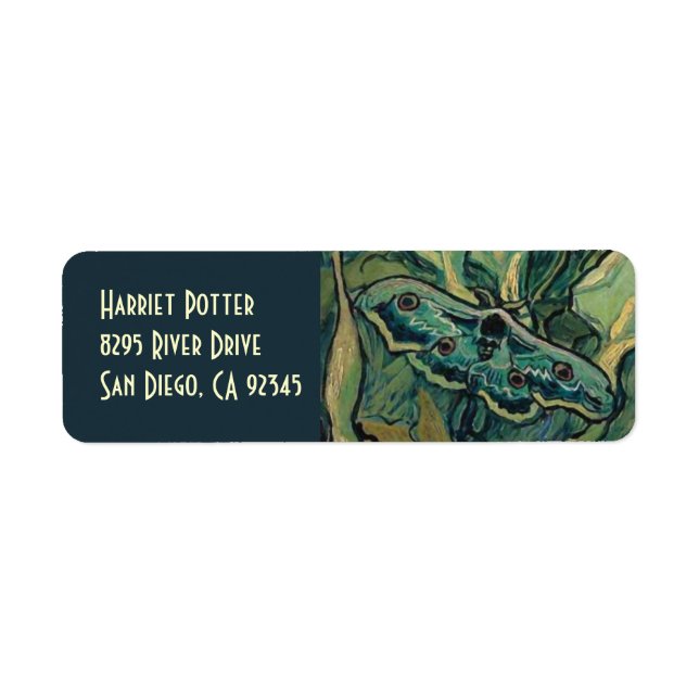 Great Peacock Emperor Moth Van Gogh Fine Art Label (Front)