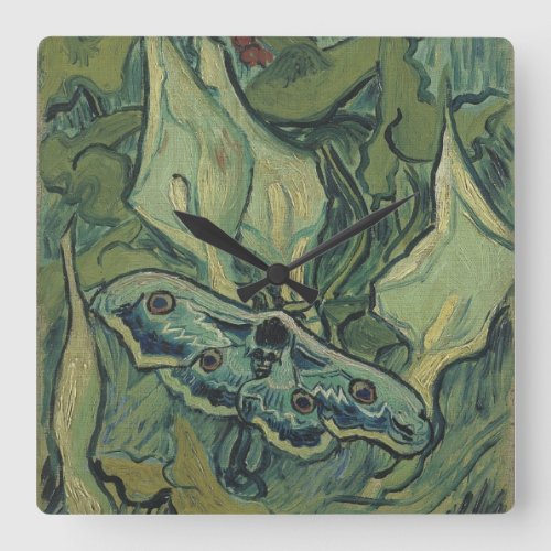 Great Peacock Moth by Vincent van Gogh Square Wall Clock
