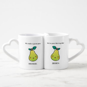 Great Pear Pun Cute Couple Funny Valentine's Day Coffee Mug Set
