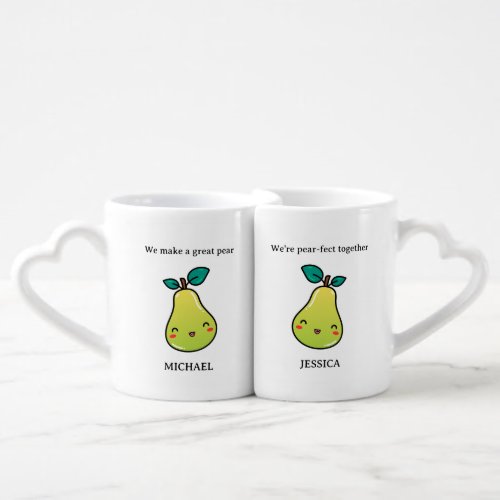 Great Pear Pun Cute Couple Funny Valentines Day Coffee Mug Set