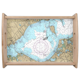 Great Peconic Bay Nautical Chart Serving Tray