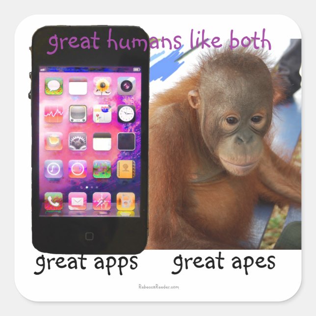 Great Phone Apps Great Ape Humor Square Sticker (Front)