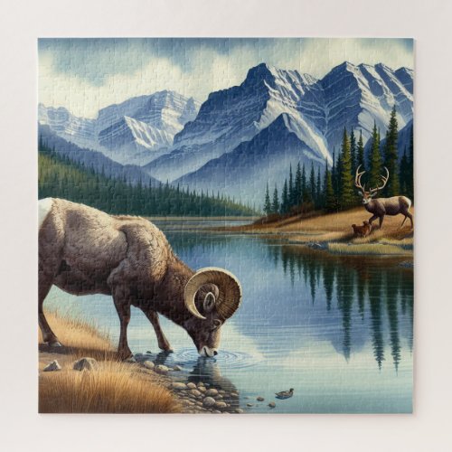 Great picture of big horn sheep in mountains jigsaw puzzle