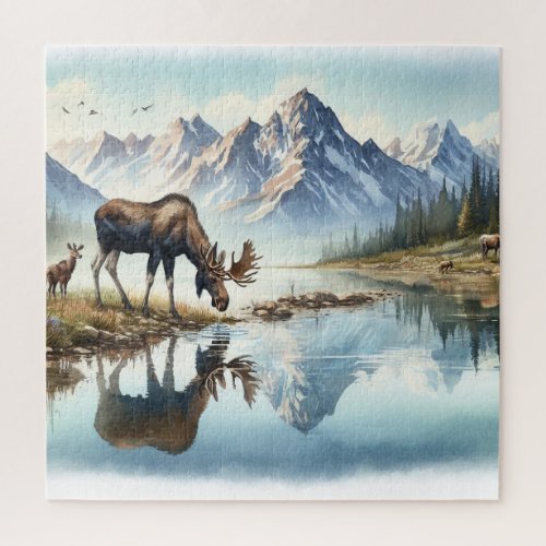 Great picture of moose in mountains jigsaw puzzle