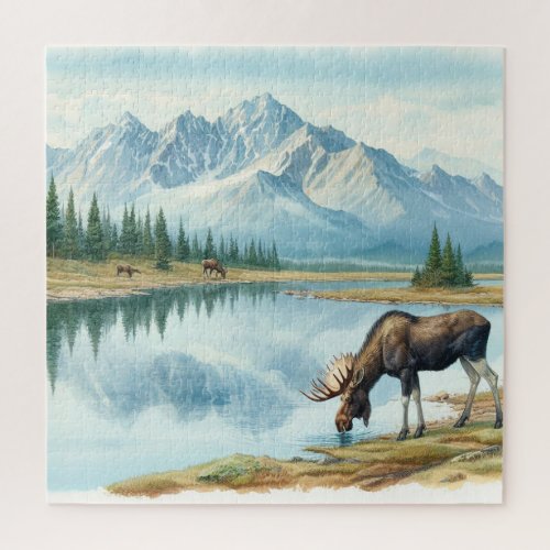 Great picture of moose in mountains jigsaw puzzle