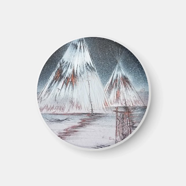 Great Plains Snowy Tipi Magnet (Front)