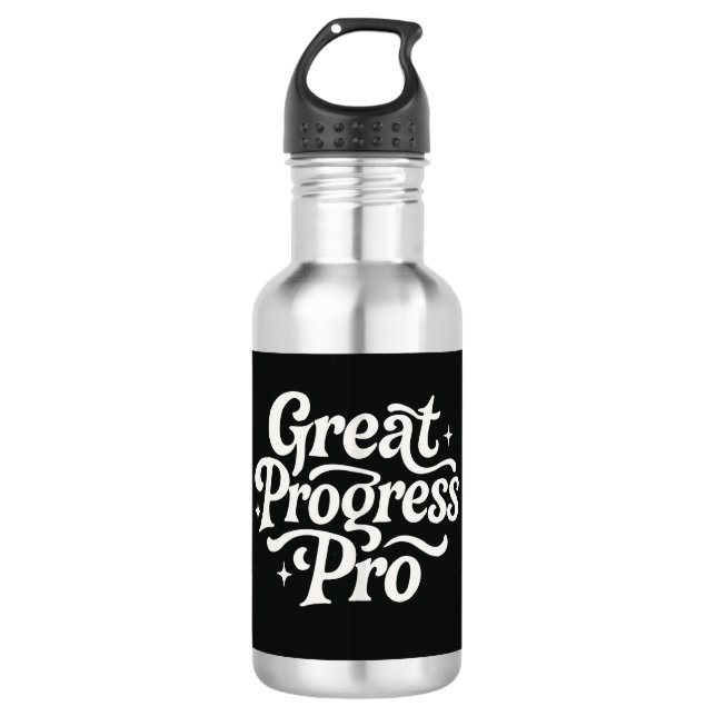 Great Progress Pro" Motivational Water Bottle  (Front)