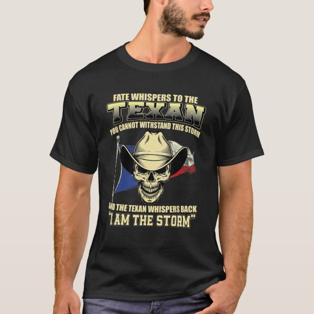 Great Proud Texan Qoute Texas Flag Usa Longhorn T-Shirt (Front)