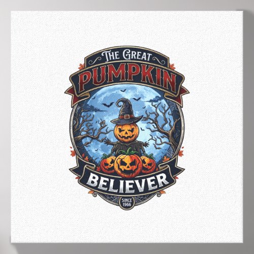 Great Pumpkin Believer Scarecrow Witch Hat Hallowe Canvas Photo Tile
