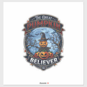 Great Pumpkin Believer Scarecrow Witch Hat Hallowe Sticker