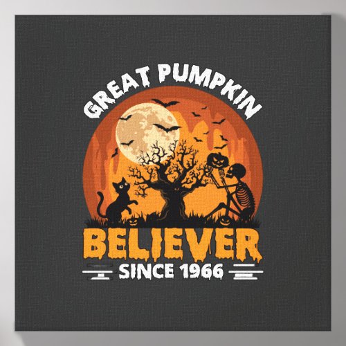 Great Pumpkin Believer Since Halloween Skeleton Ca Canvas Photo Tile