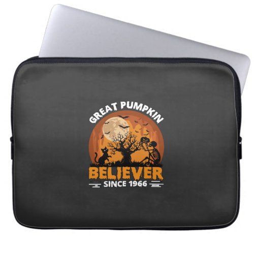 Great Pumpkin Believer Since Halloween Skeleton Ca Laptop Sleeve