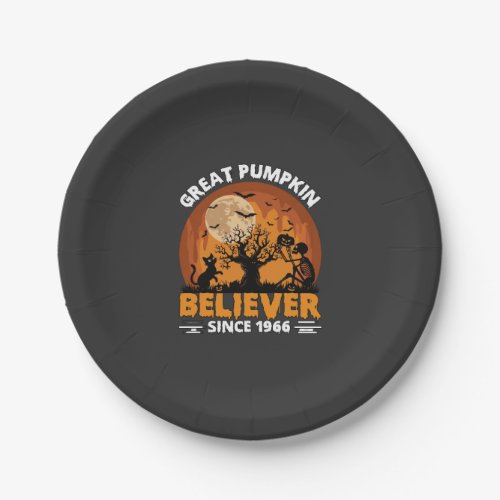 Great Pumpkin Believer Since Halloween Skeleton Ca Paper Plates