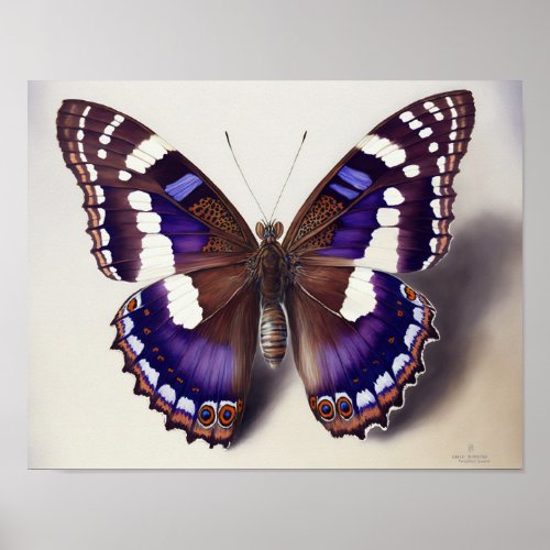 Great Purple Emperor Butterfly Art Print Poster